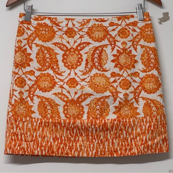 Michael Michael Kors Orange Stretch Cotton Printed Mini Skirt 4P - Picture 2 of 5
